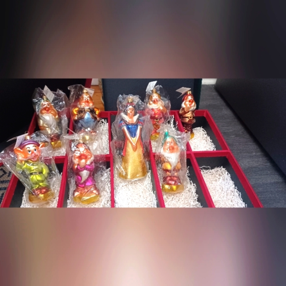 Christopher Radko Snow White & the Seven Dwarfs Ornament Set 1997 with tags